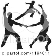 Poster, Art Print Of Black Silhouetted Latin Dance Couples 2