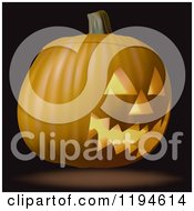 Poster, Art Print Of 3d Halloween Jackolantern Pumpkin On Black