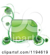 Poster, Art Print Of Reflective Green Frame With Green Flowers And Waves