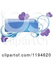 Poster, Art Print Of Reflective Blue Frame With Purple Flowers And Waves
