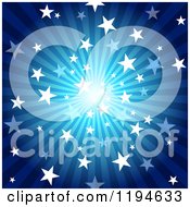 Poster, Art Print Of Star Burst Over Blue Rays