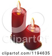 Clipart Of Two Red Christmas Candles Royalty Free Vector Illustration