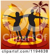 Poster, Art Print Of Silhouetted Latin Dancer Couple On A Stage With Stars And Palm Trees