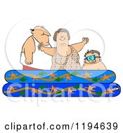 Poster, Art Print Of Happy Caucasian Family Playing In A Pool