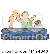 Cartoon Of A Happy Family Playing In A Pool Royalty Free Vector Clipart