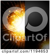 Poster, Art Print Of Black Panel Over A Golden Starry Burst With Text Space
