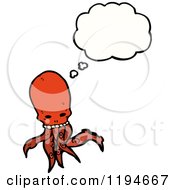 Cartoon Of An Octopus Monster Thinking Royalty Free Vector Illustration