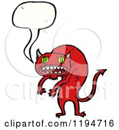 Cartoon Of A Devil Monster Speaking Royalty Free Vector Illustration