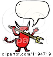Cartoon Of A Devil Monster Speaking Royalty Free Vector Illustration