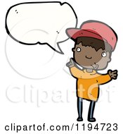 Cartoon Of A Black Boy Speaking Royalty Free Vector Illustration by lineartestpilot