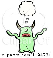 Cartoon Of A One Eyed Monster Thinking Royalty Free Vector Illustration