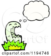 Cartoon Of A Green Monster Thinking Royalty Free Vector Illustration