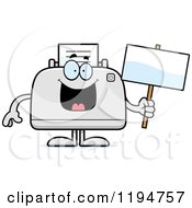Poster, Art Print Of Happy Printer Mascot Holding A Sign