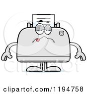 Cartoon Of A Sick Printer Mascot Royalty Free Vector Clipart