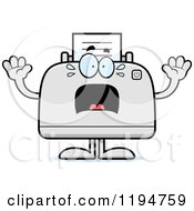 Cartoon Of A Scared Printer Mascot Royalty Free Vector Clipart