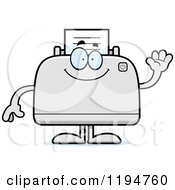 Cartoon Of A Waving Printer Mascot Royalty Free Vector Clipart by Cory Thoman