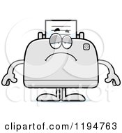 Cartoon Of A Depressed Printer Mascot Royalty Free Vector Clipart