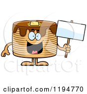 Poster, Art Print Of Happy Pancakes Mascot Holding A Sign
