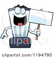 Happy Blender Mascot Holding A Sign