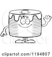 Cartoon Of A Black And White Waving Pancakes Mascot Royalty Free Vector Clipart