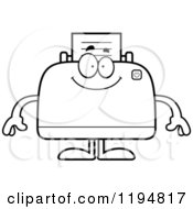 Cartoon Of A Black And White Happy Printer Mascot Royalty Free Vector Clipart