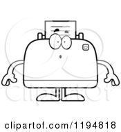 Cartoon Of A Black And White Surprised Printer Mascot Royalty Free Vector Clipart