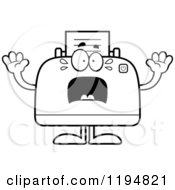 Cartoon Of A Black And White Scared Printer Mascot Royalty Free Vector Clipart