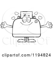 Cartoon Of A Black And White Loving Printer Mascot Wanting A Hug Royalty Free Vector Clipart