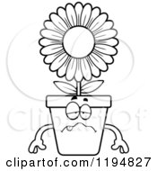 Poster, Art Print Of Black And White Sick Flower Pot Mascot