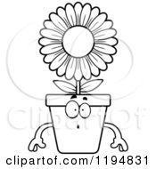 Poster, Art Print Of Black And White Surprised Flower Pot Mascot