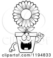 Cartoon Of A Black And White Smart Flower Pot Mascot Royalty Free Vector Clipart