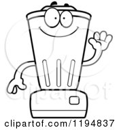 Cartoon Of A Black And White Waving Blender Mascot Royalty Free Vector Clipart by Cory Thoman