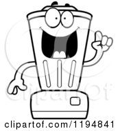 Cartoon Of A Black And White Smart Blender Mascot With An Idea Royalty Free Vector Clipart