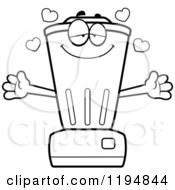 Cartoon Of A Black And White Loving Blender Mascot Wanting A Hug Royalty Free Vector Clipart