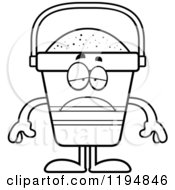 Cartoon Of A Black And White Depressed Beach Pail Mascot Royalty Free Vector Clipart by Cory Thoman