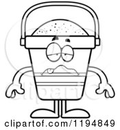 Cartoon Of A Black And White Sick Beach Pail Mascot Royalty Free Vector Clipart by Cory Thoman