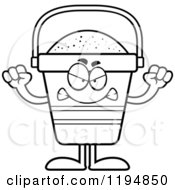 Cartoon Of A Black And White Mad Beach Pail Mascot Royalty Free Vector Clipart by Cory Thoman