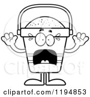 Cartoon Of A Black And White Scared Beach Pail Mascot Royalty Free Vector Clipart by Cory Thoman