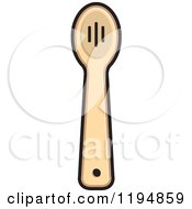 Clipart Of A Wooden Kitchen Slotted Spoon Royalty Free Vector Illustration