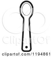 Clipart Of A Black And White Kitchen Spoon Royalty Free Vector Illustration