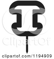 Clipart Of A Black And White Push Pin Office Icon Royalty Free Vector Illustration by Lal Perera