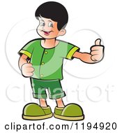 Clipart Of A Happy School Boy Holding A Thumb Up Royalty Free Vector Illustration by Lal Perera