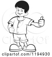 Poster, Art Print Of Black And White Happy School Boy Holding A Thumb Up