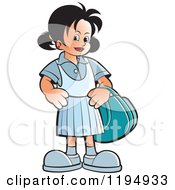 Poster, Art Print Of Happy School Girl With A Bag