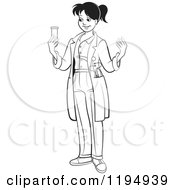 Clipart Of A Black And White Doctor Holding A Test Tube Royalty Free Vector Illustration by Lal Perera
