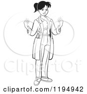 Clipart Of A Black And White Female Doctor Waiting For Gloves Royalty Free Vector Illustration