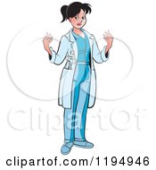 Clipart Of A Female Doctor Waiting For Gloves Royalty Free Vector Illustration