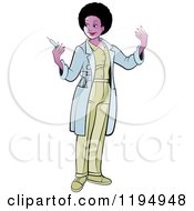 Clipart Of A Black Female Doctor Holding A Vaccine Syringe Royalty Free Vector Illustration by Lal Perera