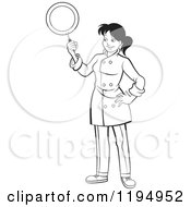 Clipart Of A Black And White Female Chef Holding Up A Pan Royalty Free Vector Illustration by Lal Perera
