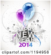 Poster, Art Print Of Happy New Year 2014 Text With Snowflakes Stars And Party Balloons
